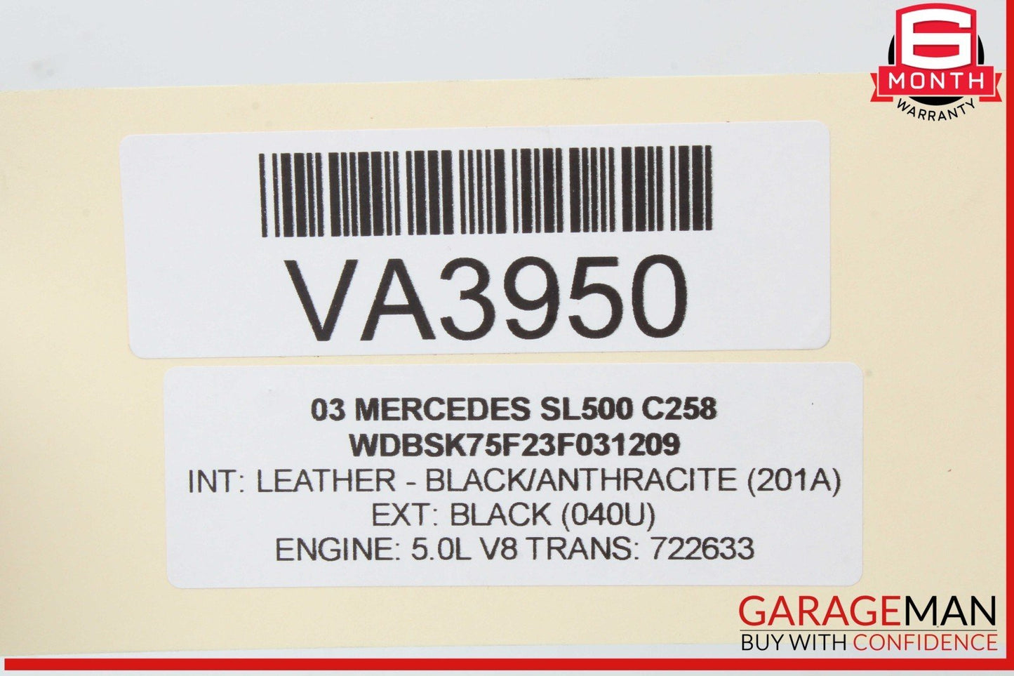 03-12 Mercedes R230 SL500 Convertible Left Main Top Drive Lift Cylinder OEM