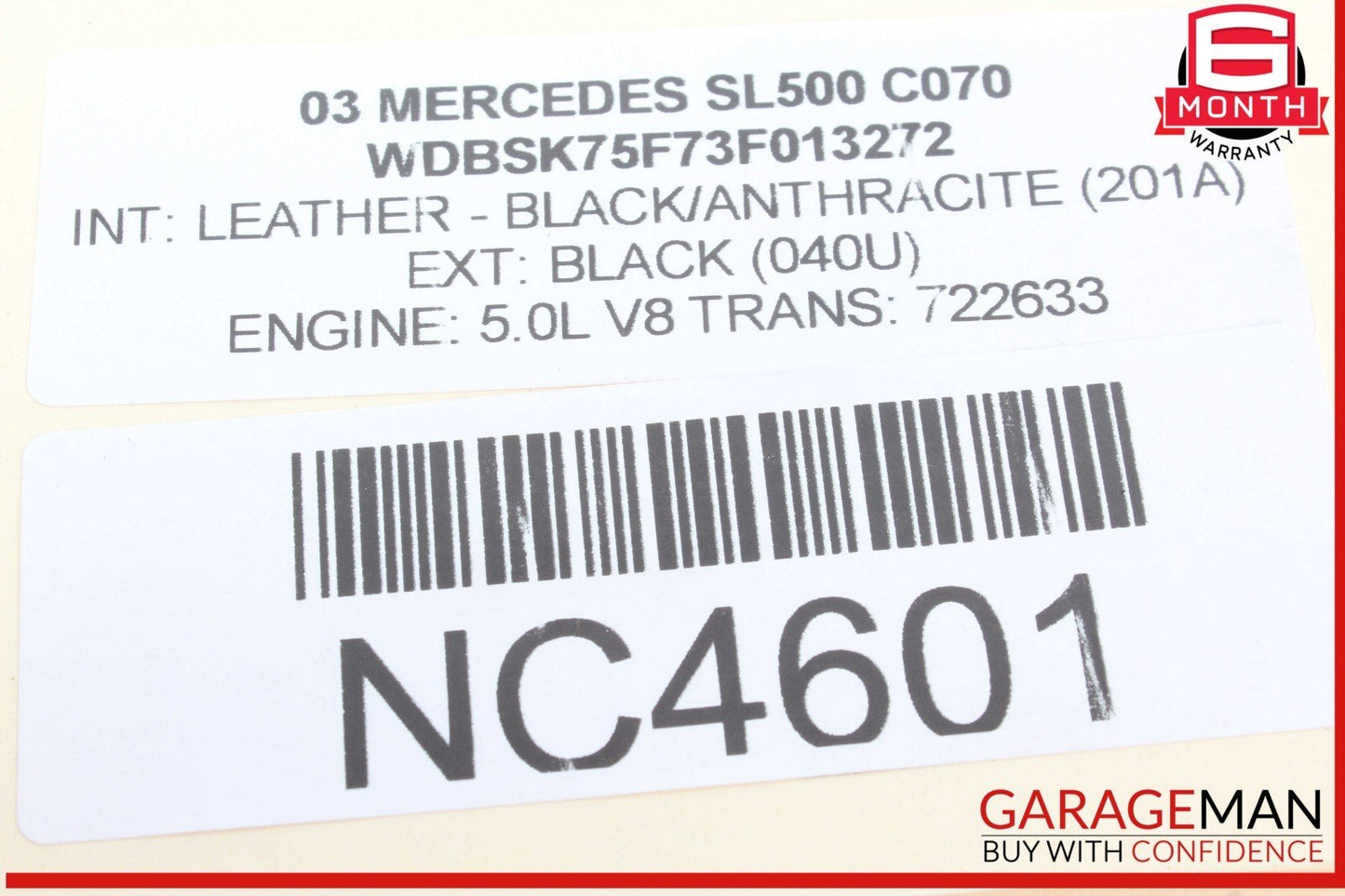 03-12 Mercedes R230 SL500 Convertible Right Roof Main Top Drive Lift Cylinder