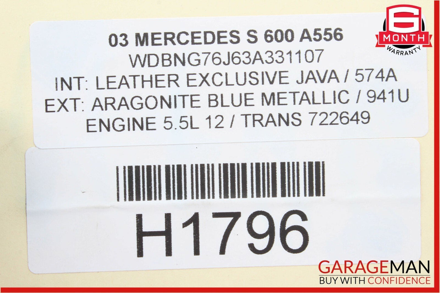 00-06 Mercedes W215 CL600 S600 Bosch Engine Starter Motor SR0463X OEM