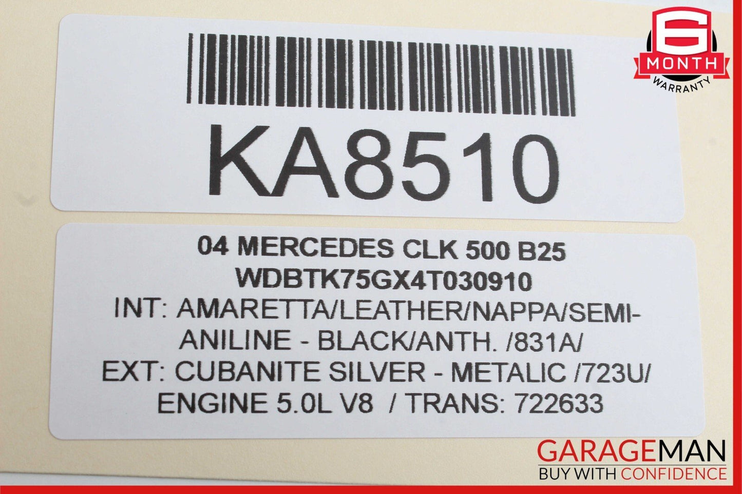 03-09 Mercedes W209 CLK500 CLK350 Front Left Side Top Roof Lock Latch Cover