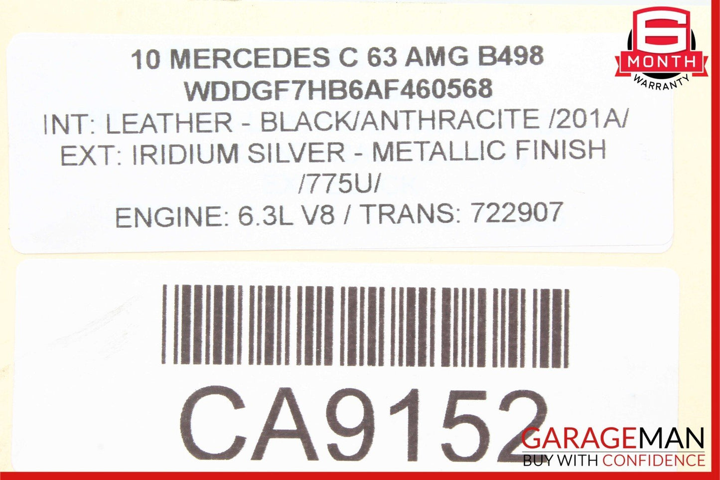 07-15 Mercedes W204 C63 ML63 CL63 AMG M156 Engine Starter 0061515501 OEM