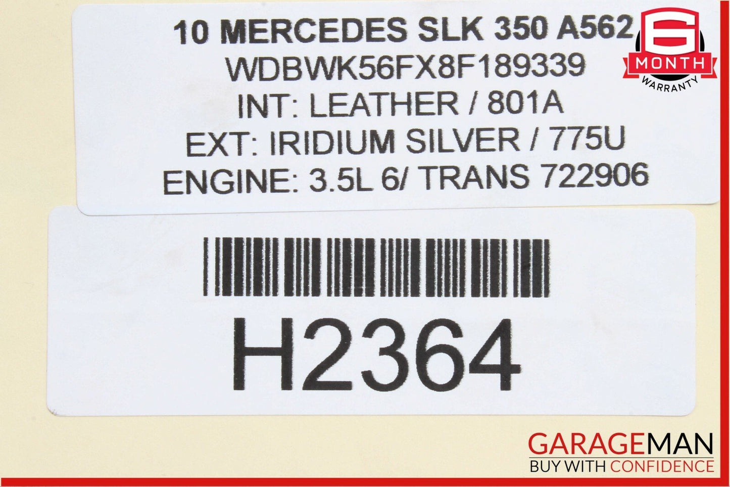 05-11 Mercedes R171 SLK350 Left Side Convertible Roof Top Trunk Lid Cylinder OEM