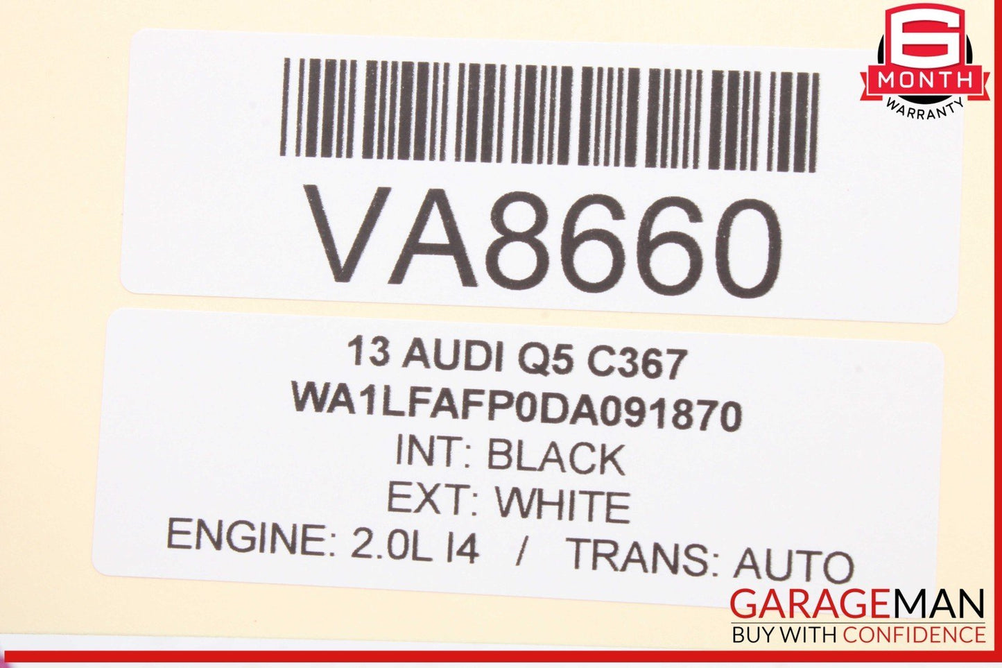 13-17 Audi Q5 Rear Roof Upper Exterior Shark Fin Antenna 8R0035503G White OEM