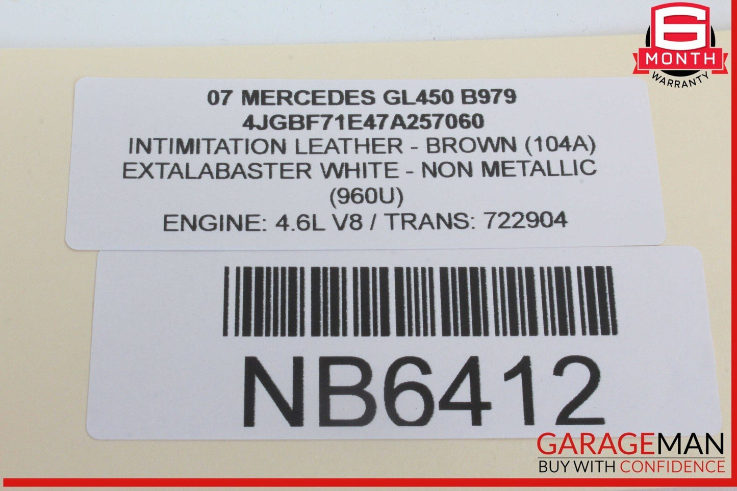 07-12 Mercedes X164 GL450 2rd Row Left Seat Belt Seatbelt Retractor Brown OEM