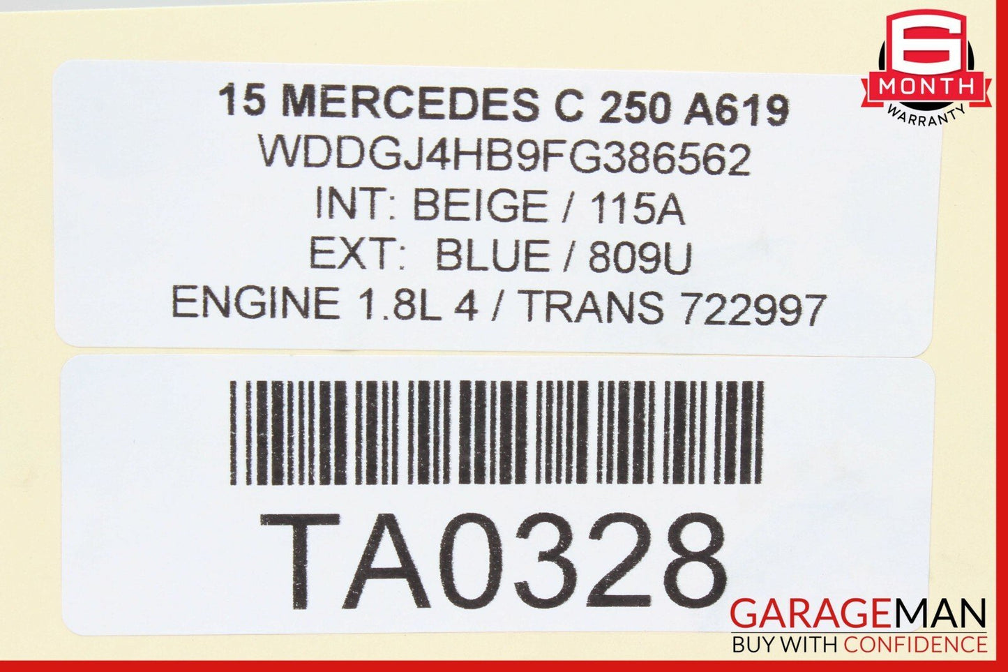 08-15 Mercedes C250 C300 Rear Right or Left Side Drive Axle Shaft CV Half Shaft