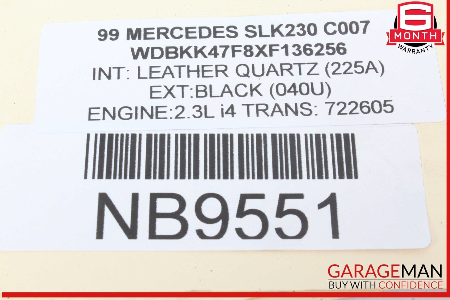 97-00 Mercedes R170 SLK230 Left Side Exterior Door Handle Black 1707660001 OEM