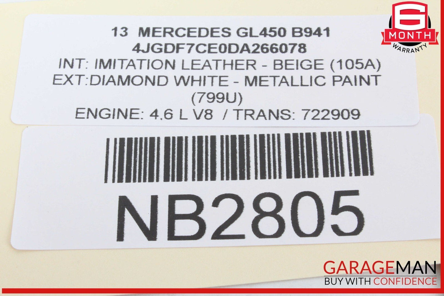 13-16 Mercedes X166 GL450 GL550 Roof Curtain Air Bag Right Passenger Side OEM