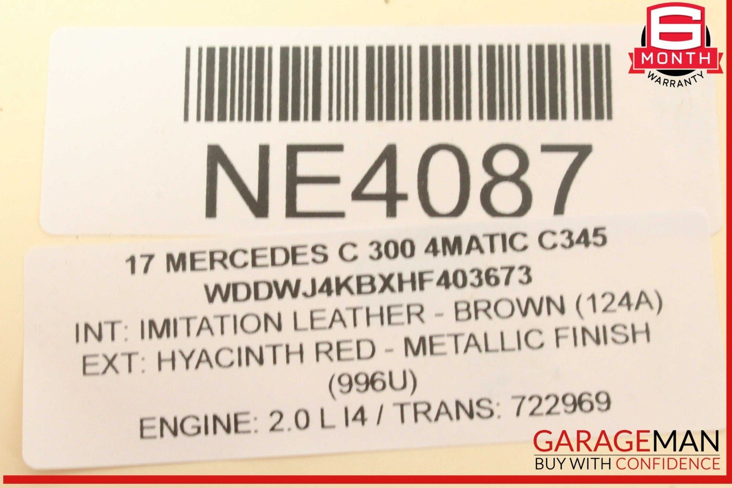 08-20 Mercedes W205 C300 4MATIC Rear Left or Right Lower Control Arm OEM