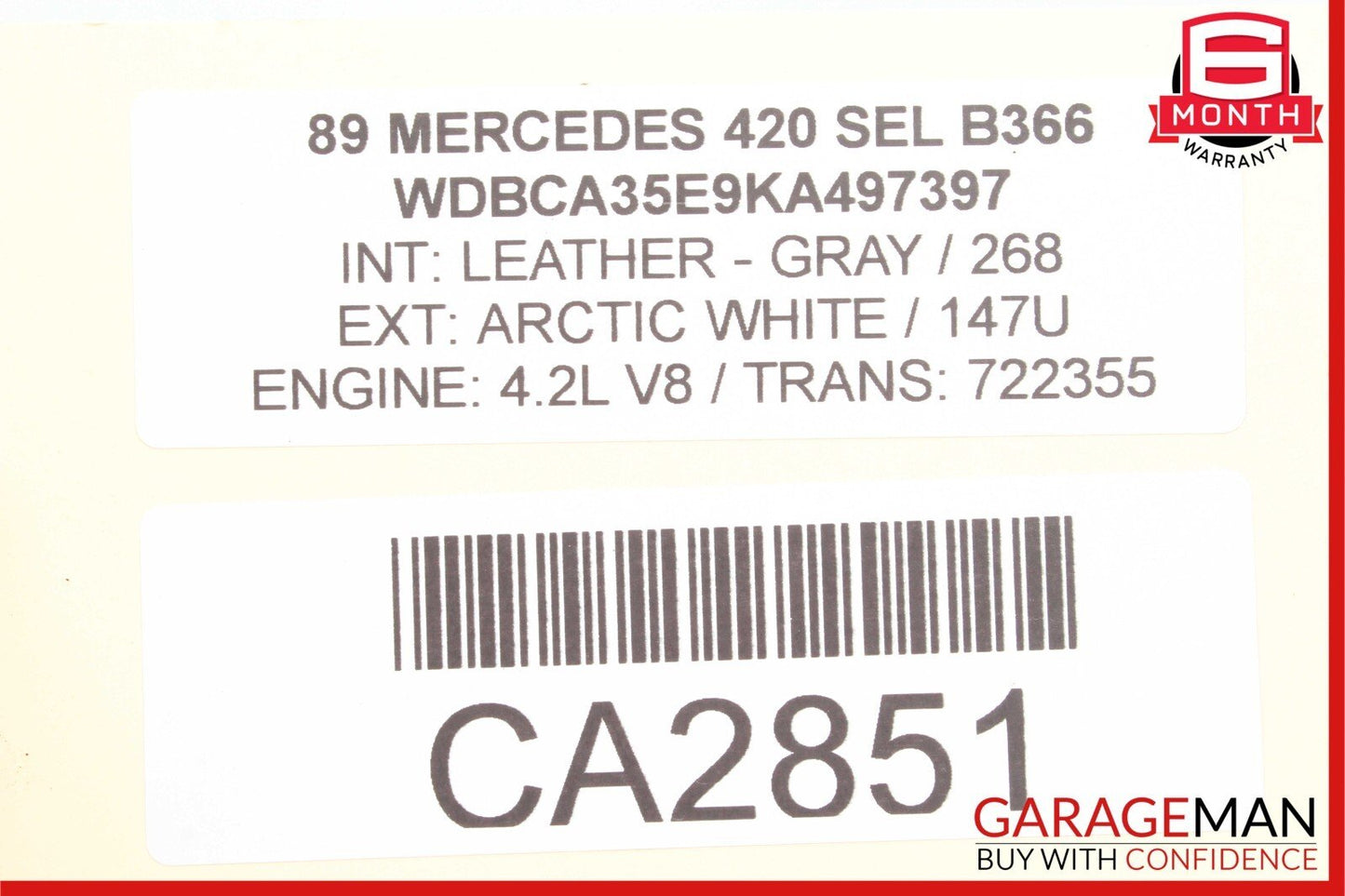86-91 Mercedes W126 420SEL 300SEL Rear Right Side Exterior Door Handle OEM