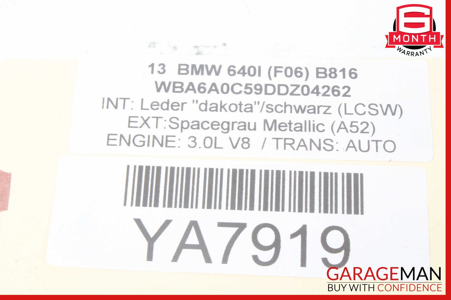 13-19 BMW 640i F06 Sunroof Motor 7316535 OEM