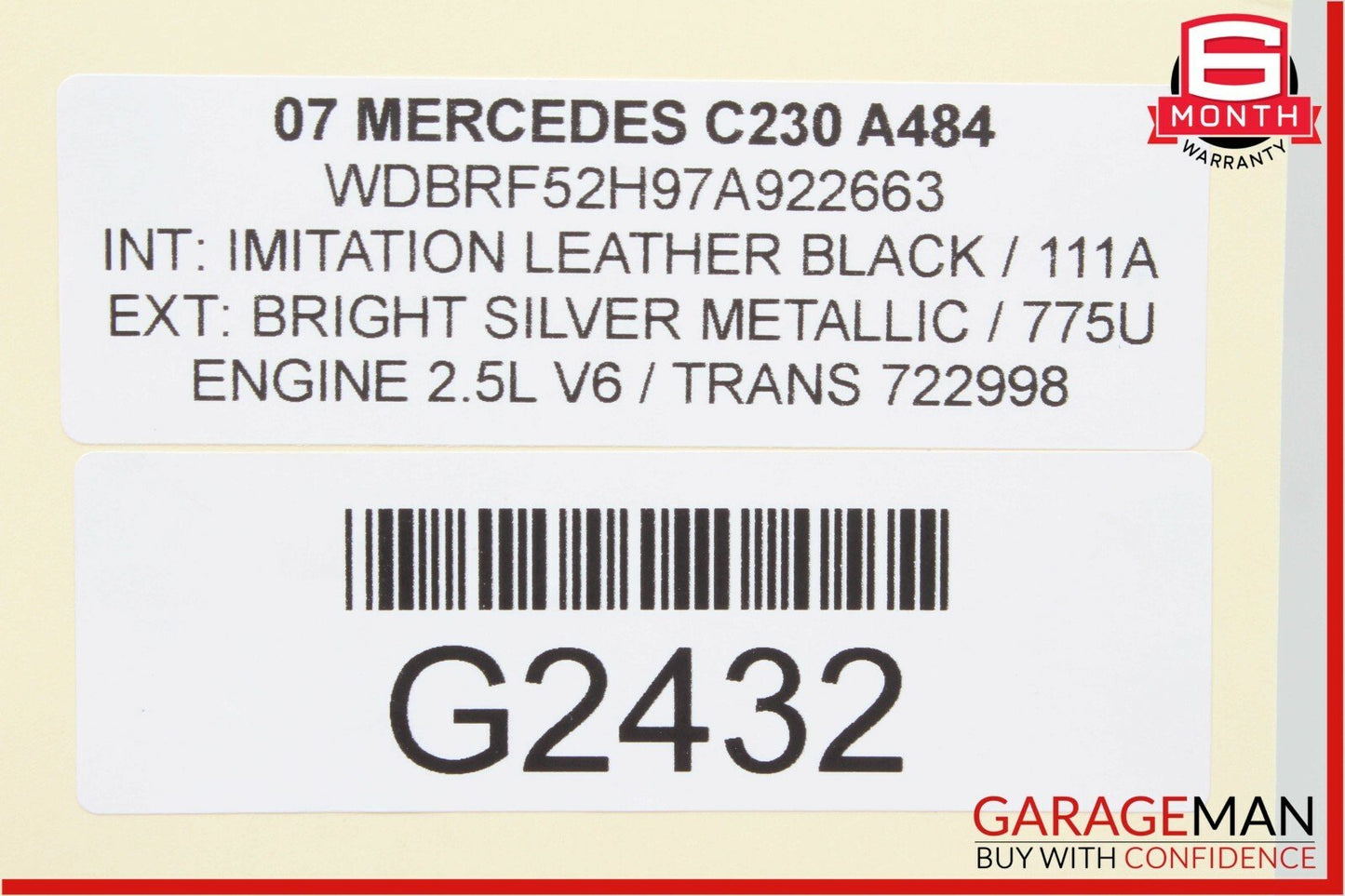 05-07 Mercedes W203 C230 Front Right Seat Occupancy Sensor Module SRS OEM