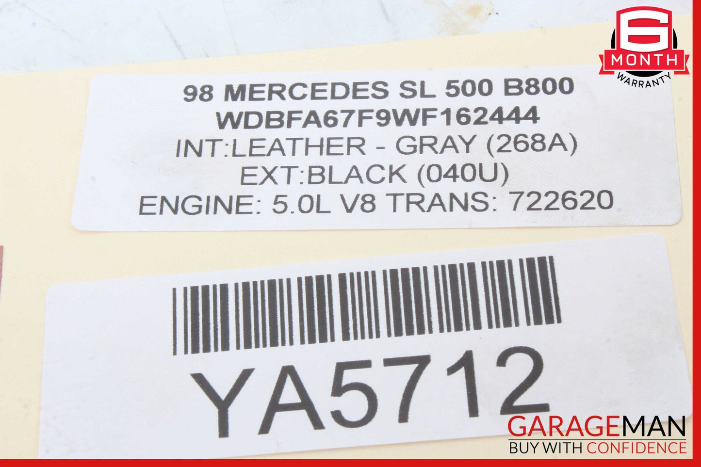 90-02 Mercedes R129 SL500 SL600 Left Side Roll Bar Hydraulic Cylinder Assembly