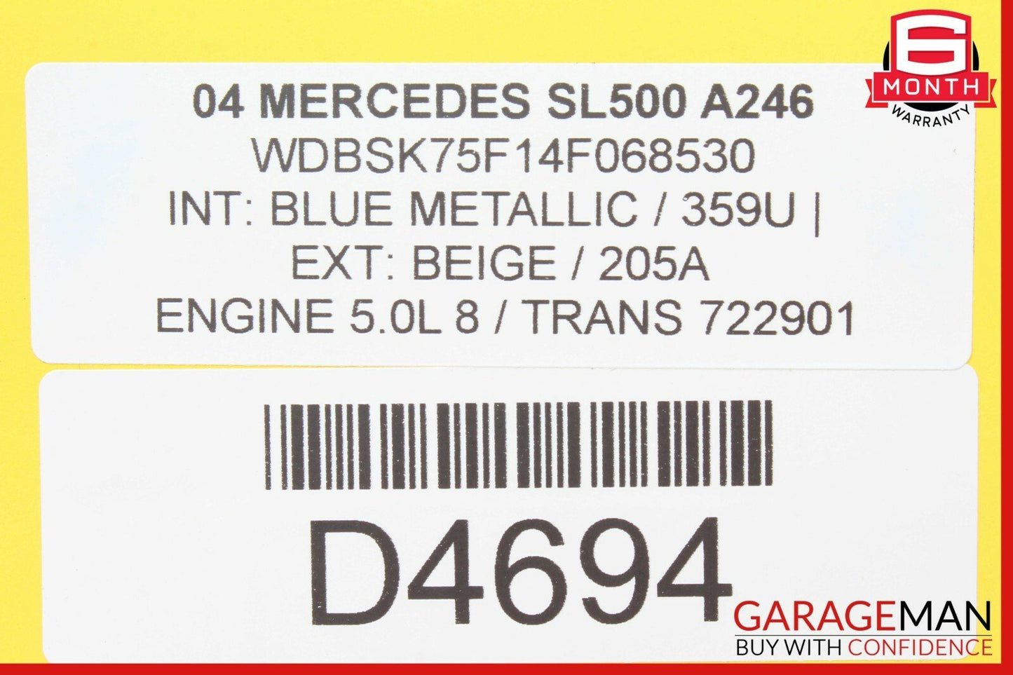 03-11 Mercedes R230 SL500 SL55 AMG Convertible Roof Load Assist Cylinder Right