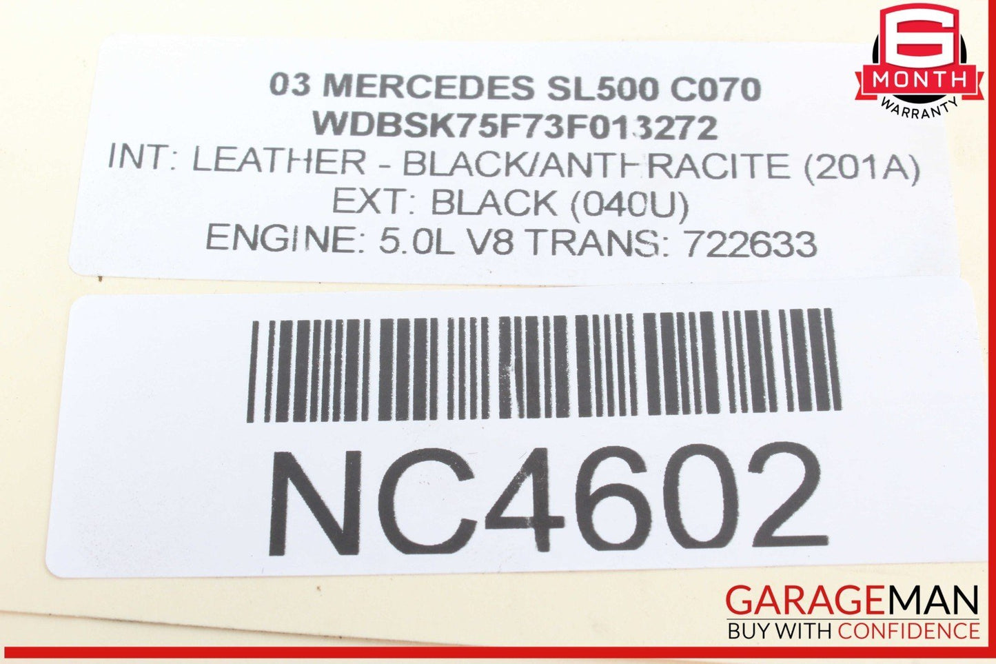 03-12 Mercedes R230 SL500 Convertible Top Right Side Load Assist Cylinder