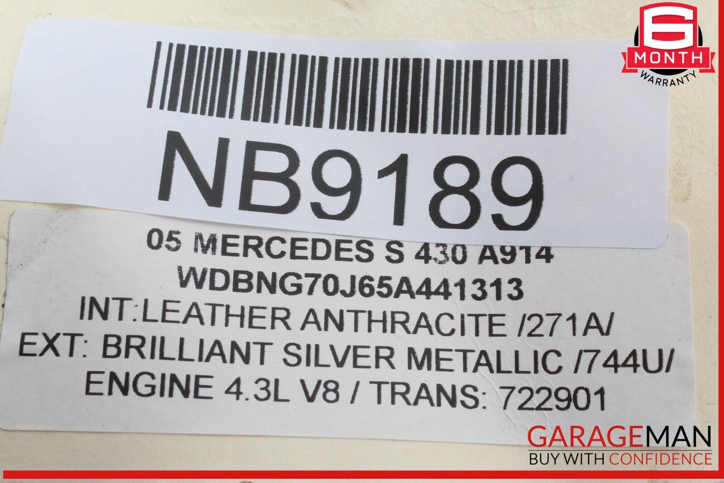 00-06 Mercedes W220 S430 S500 S55 AMG Rear Right Side Exterior Door Handle OEM