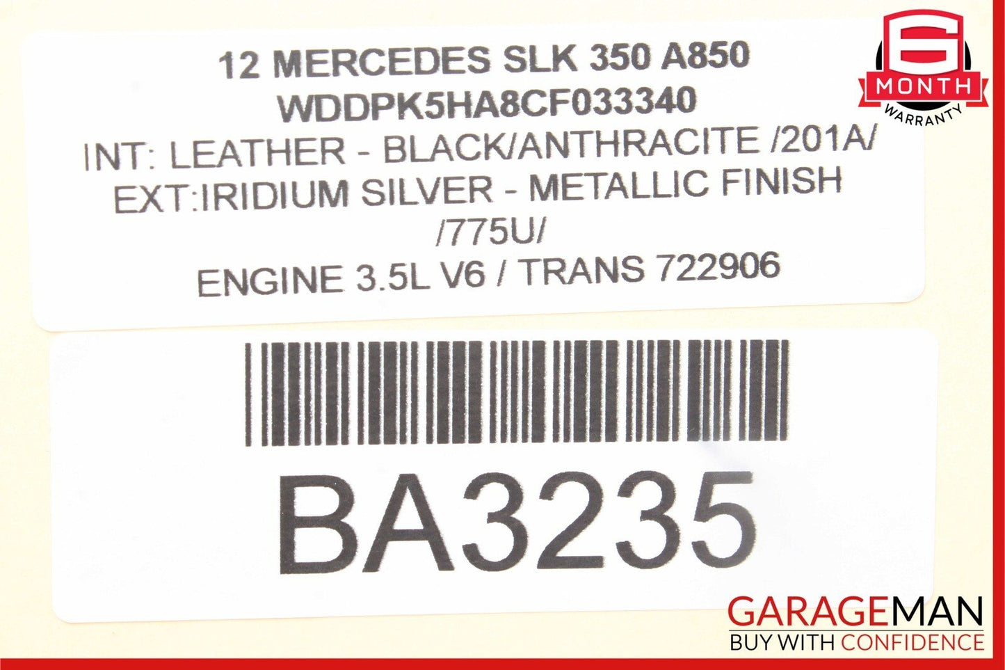 12-20 Mercedes R172 SLK350 Right & Left Side Sun Visor Shade Cover Sunvisor Set