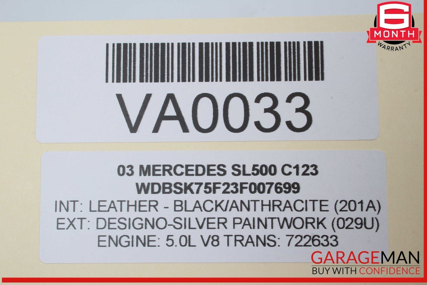 03-12 Mercedes R230 SL500 S55 AMG Convertible Right Lock Pawl Cylinder OEM
