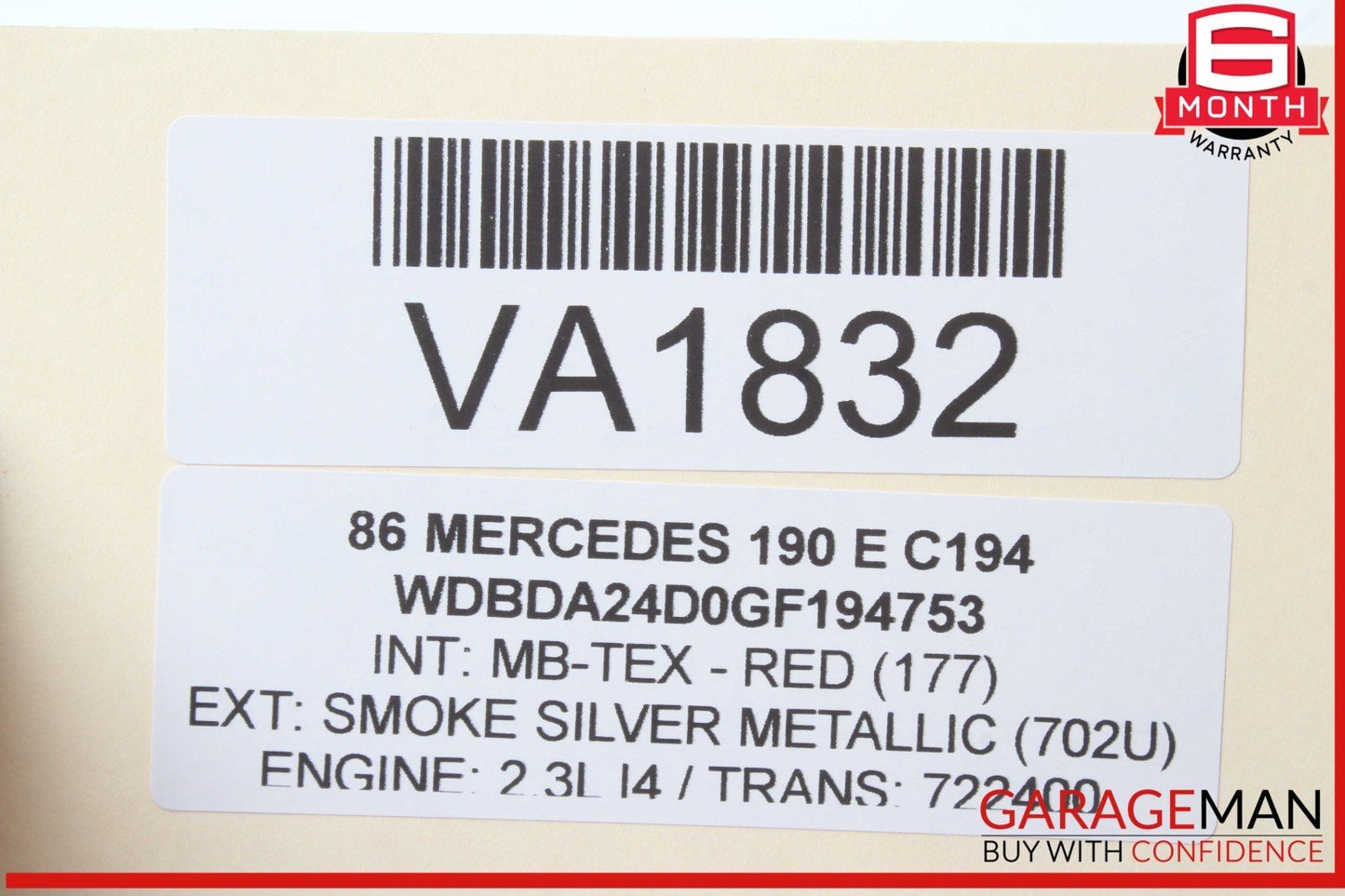 84-93 Mercedes W201 190E 190D Left Driver Side Sunvisor Burgundy OEM