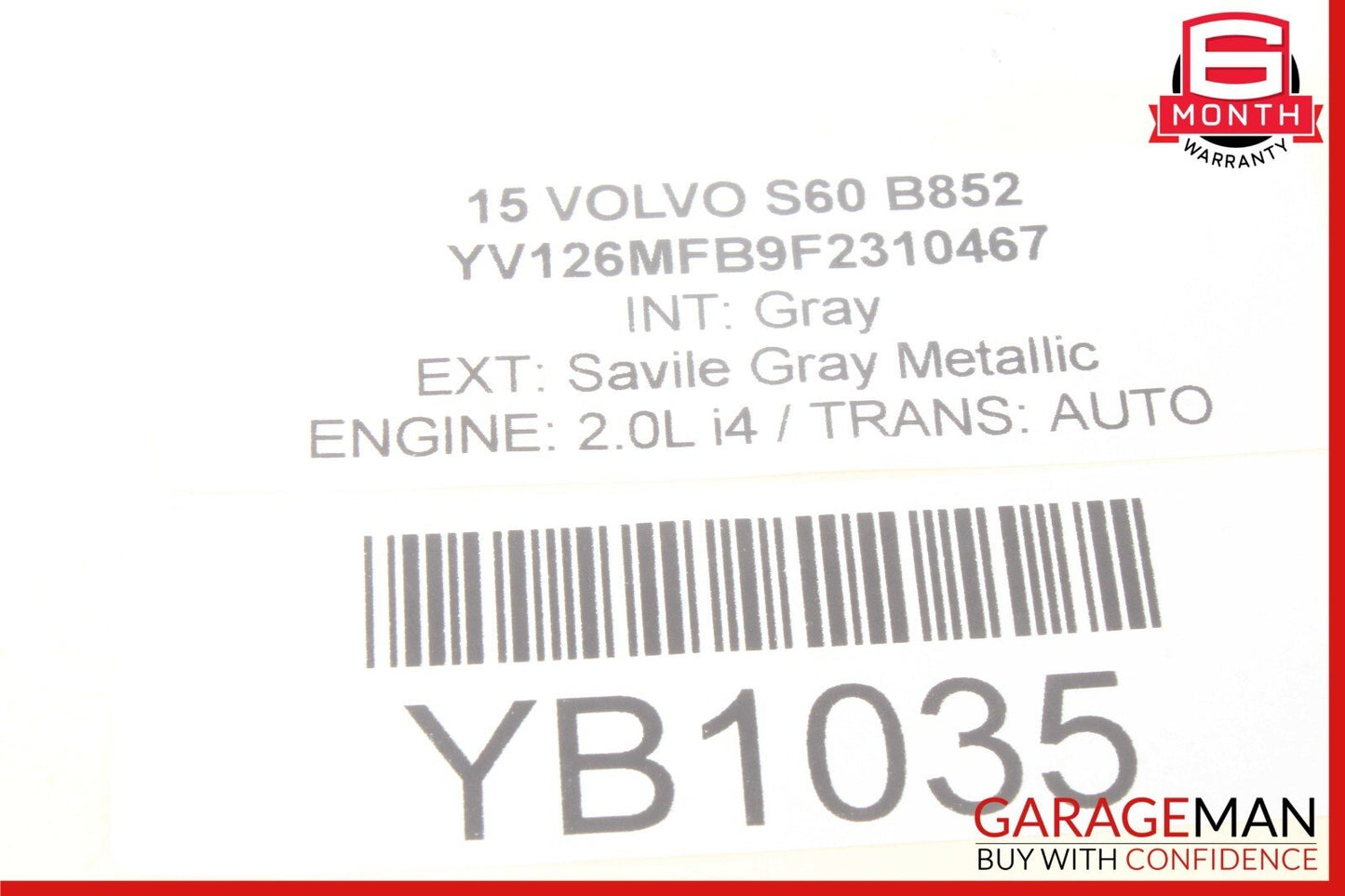 11-18 Volvo S60 V60 XC60 Rear View Interior Mirror Auto Dimming 31352950 OEM