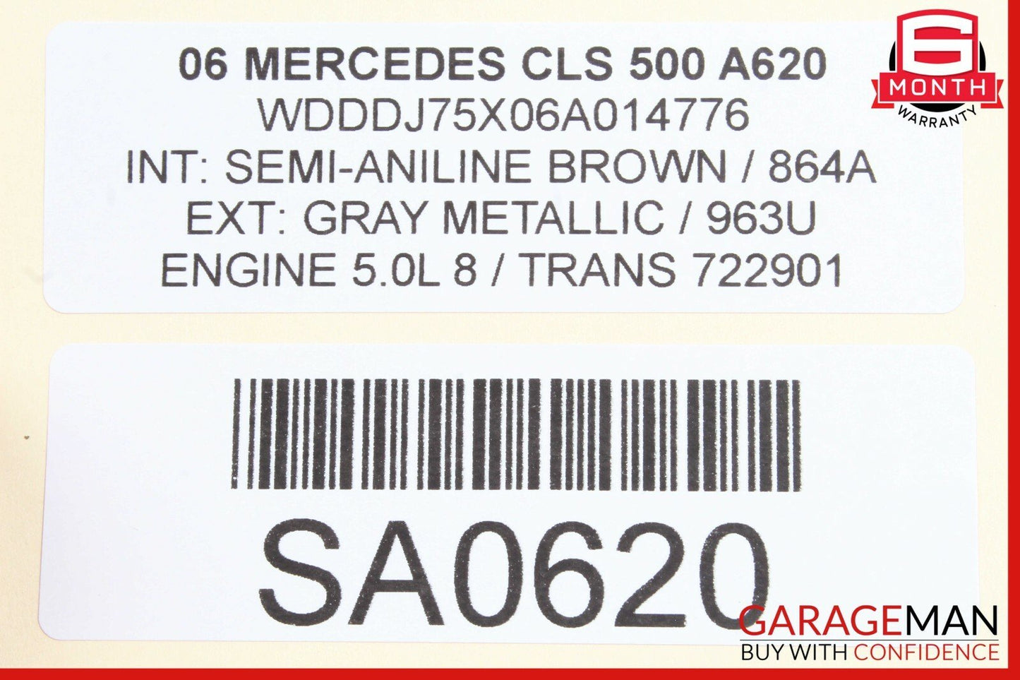 06-11 Mercedes W219 CLS500 Front Right or Left Top Upper Seat Cushion Brown OEM