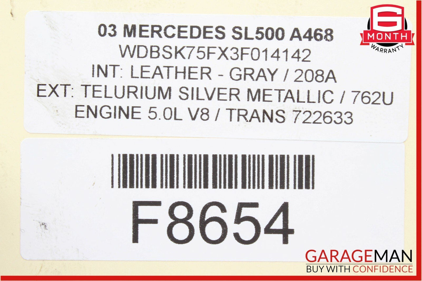 03-11 Mercedes R230 SL500 SL550 Convertible Right Main Top Drive Lift Cylinder