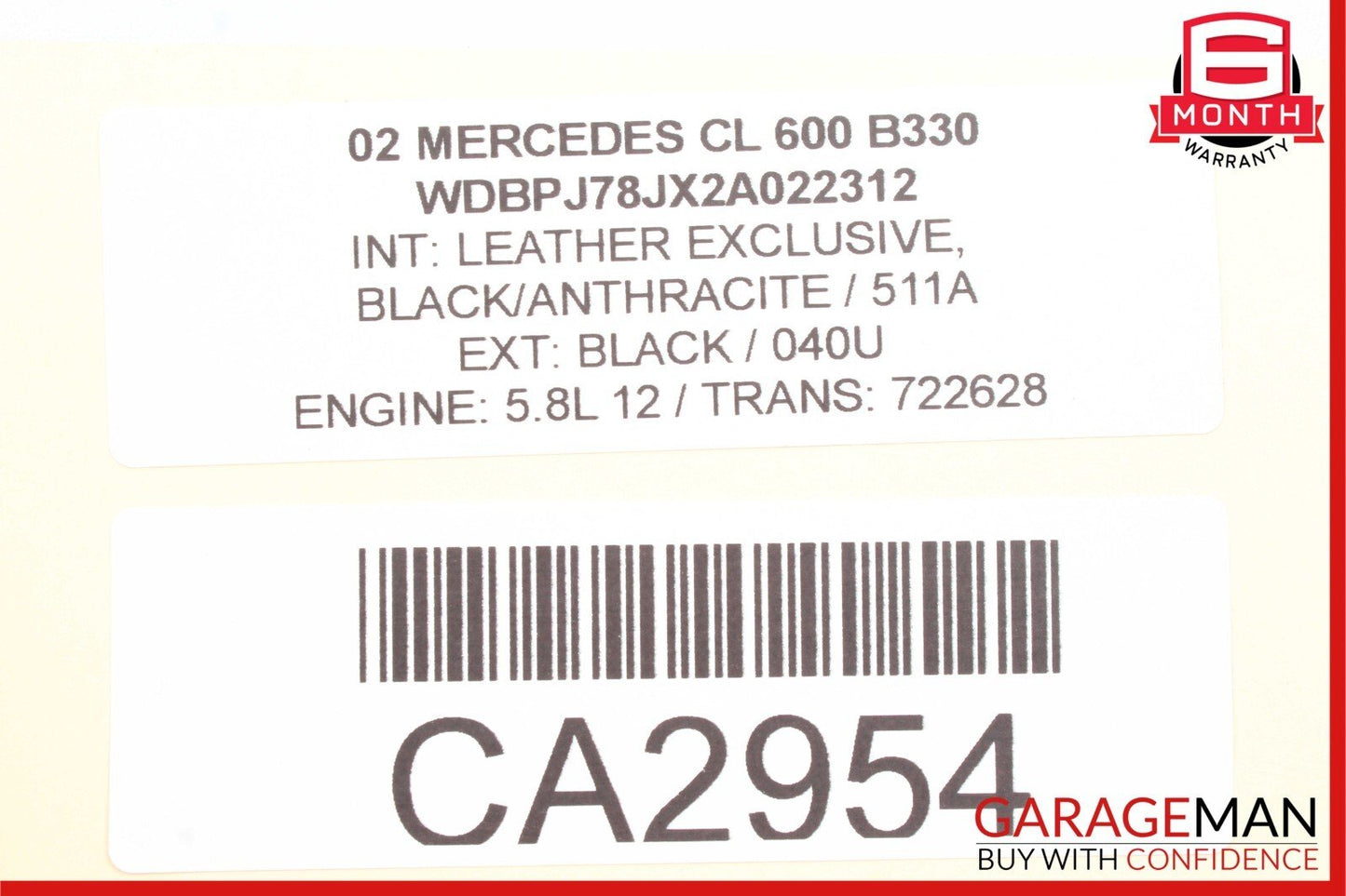 00-06 Mercedes W215 CL500 Front Right / Left Seat Head Rest Headrest Anthracite