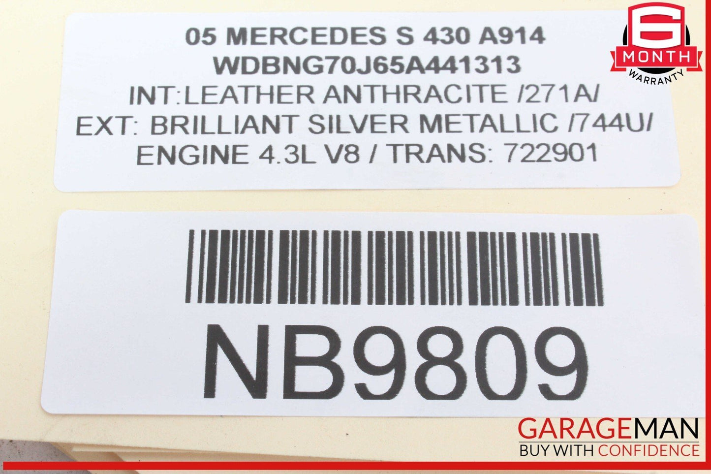 00-06 Mercedes W220 S430 S500 Front Right Passenger Side Exterior Door Handle