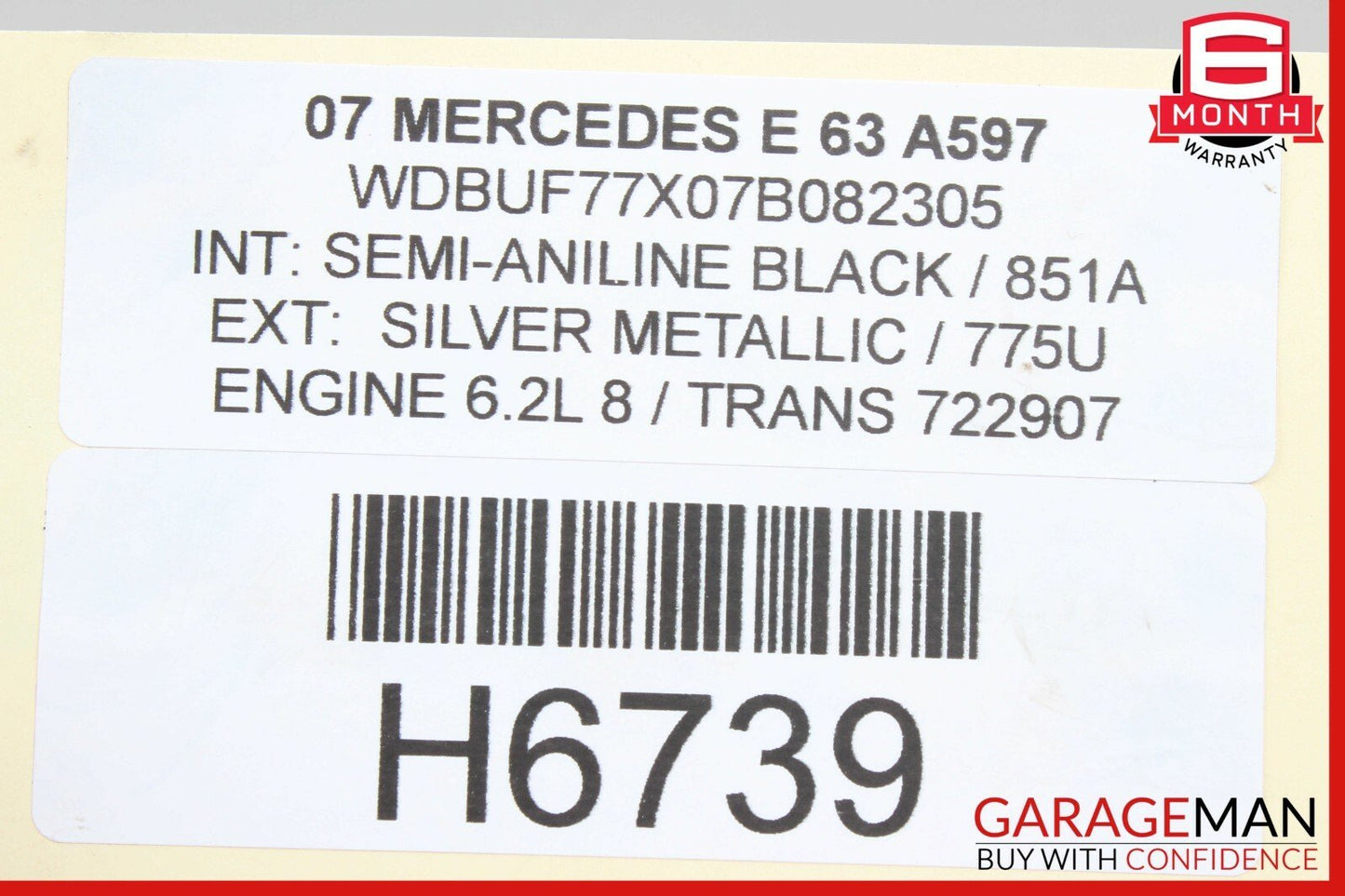 07-15 Mercedes CLK63 CLS63 E63 AMG Left Side Engine Motor EGR Check Valve