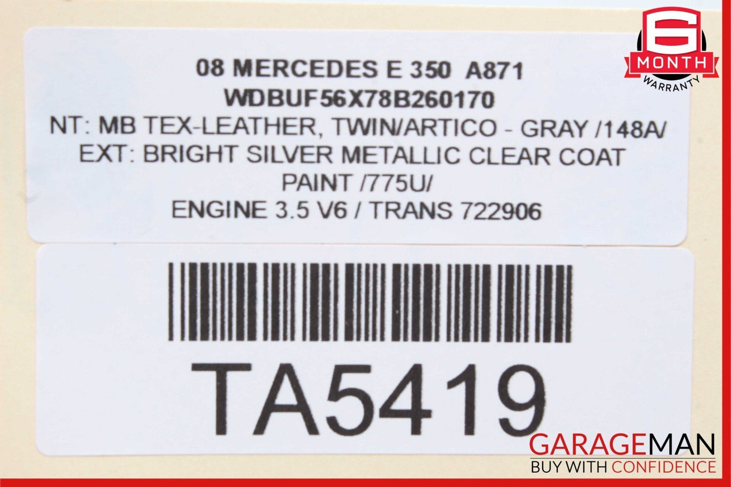 07-09 Mercedes W211 E350 CLS550 Front Right Seatbelt Seat Belt Retractor Gray