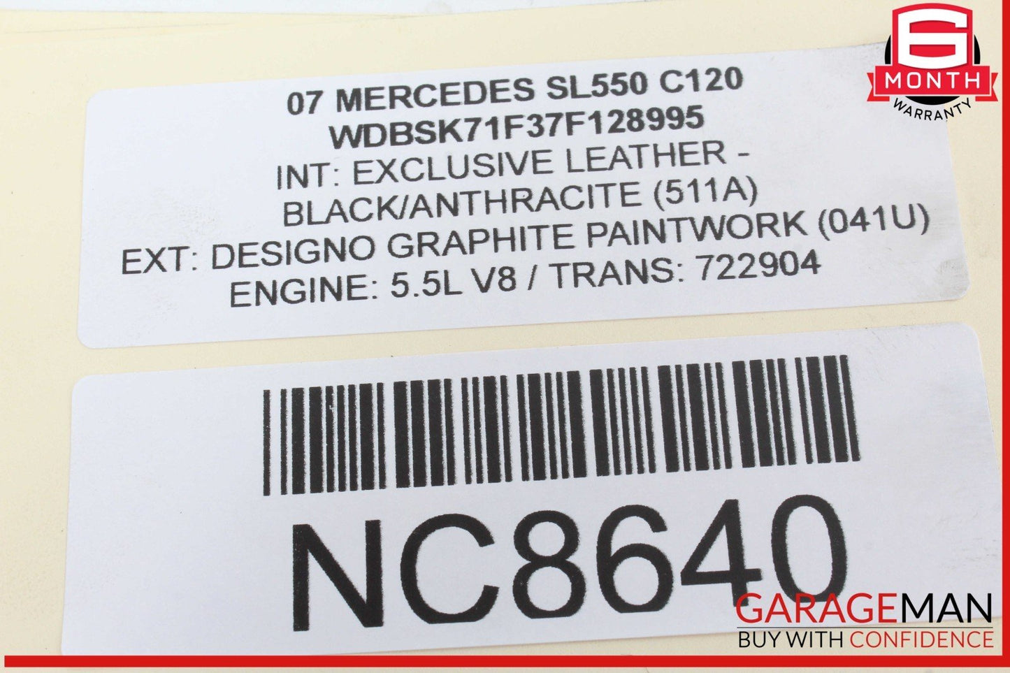 03-12 Mercedes R230 SL550 S55 AMG Convertible Right Lock Pawl Cylinder OEM
