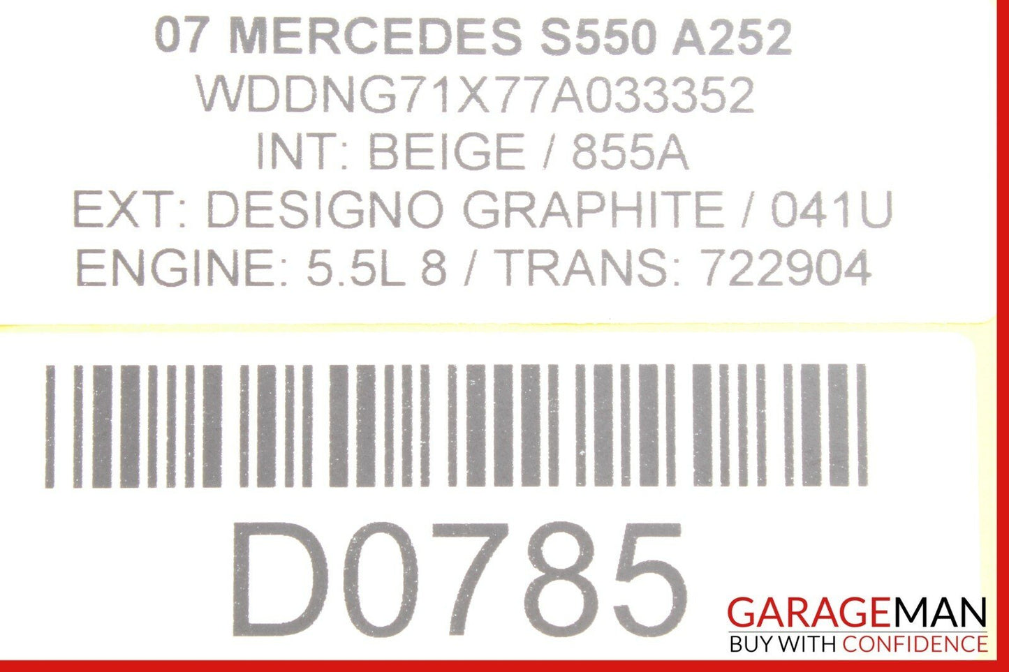 07-09 Mercedes W221 S550 Front Right or Left Side Seat Computer Control Module