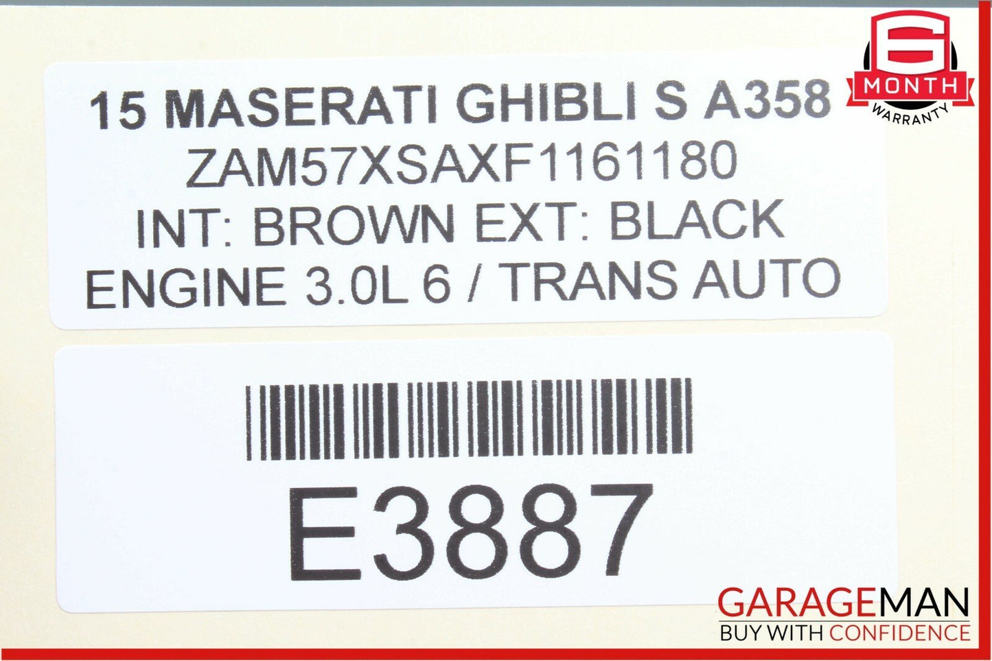 14-17 Maserati Ghibli Interior Top Upper Rear View Mirror Black 68206442 OEM