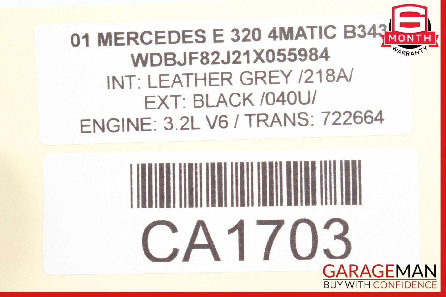 98-02 Mercedes W210 E320 E500 E55 AMG Rear Overhead Dome Reading Map Light Lamp