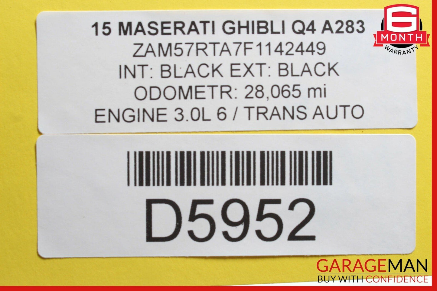 14-17 Maserati Ghibli Front Left Side Complete Seat Cushion Assembly Black OEM