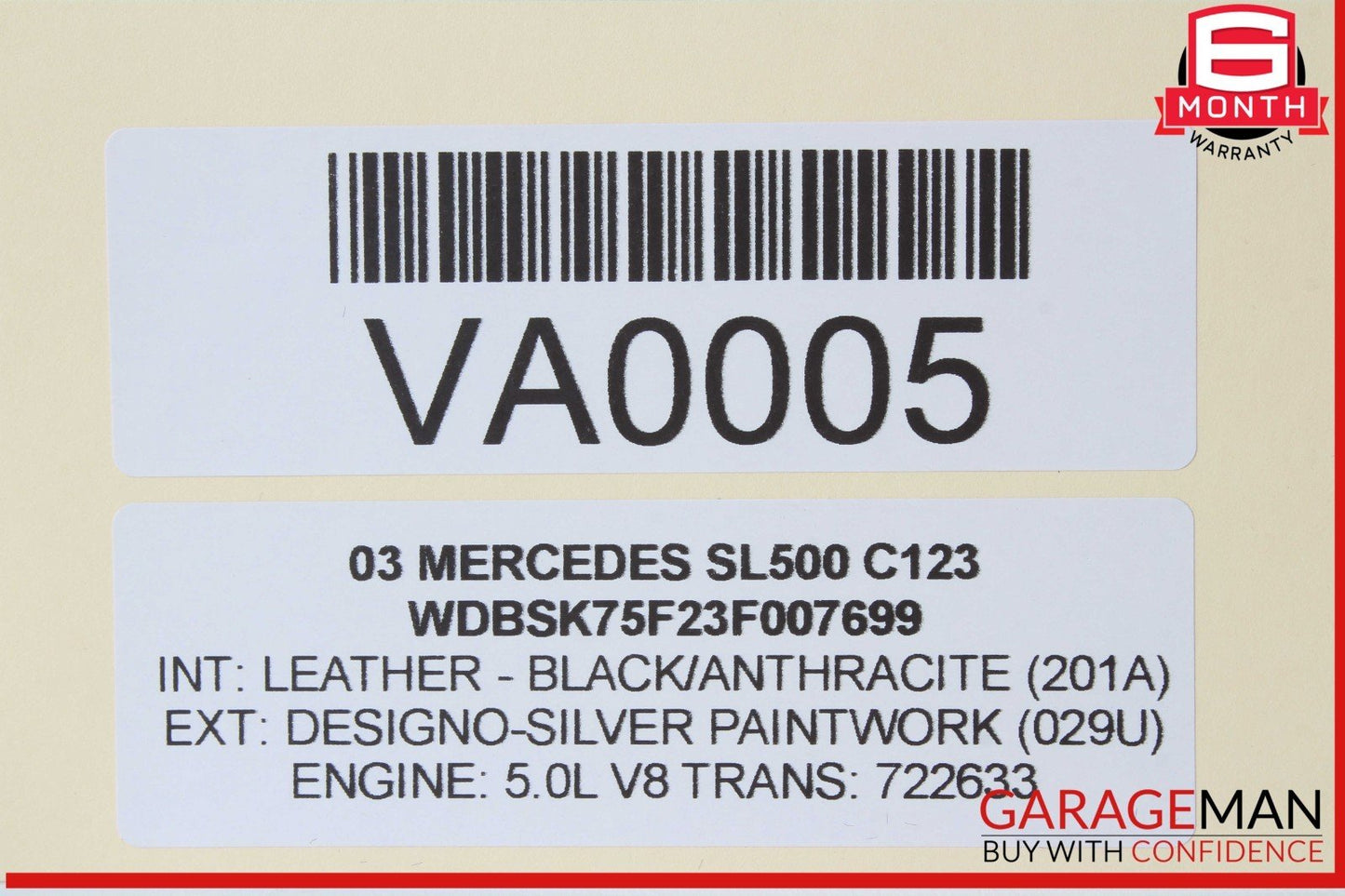 03-12 Mercedes R230 SL500 CL600 Front Left Side Door Window Regulator Motor OEM