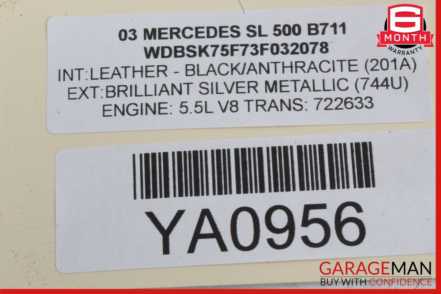 00-12 Mercedes R230 SL500 CL55 AMG Front Left Driver Door Window Regulator Motor