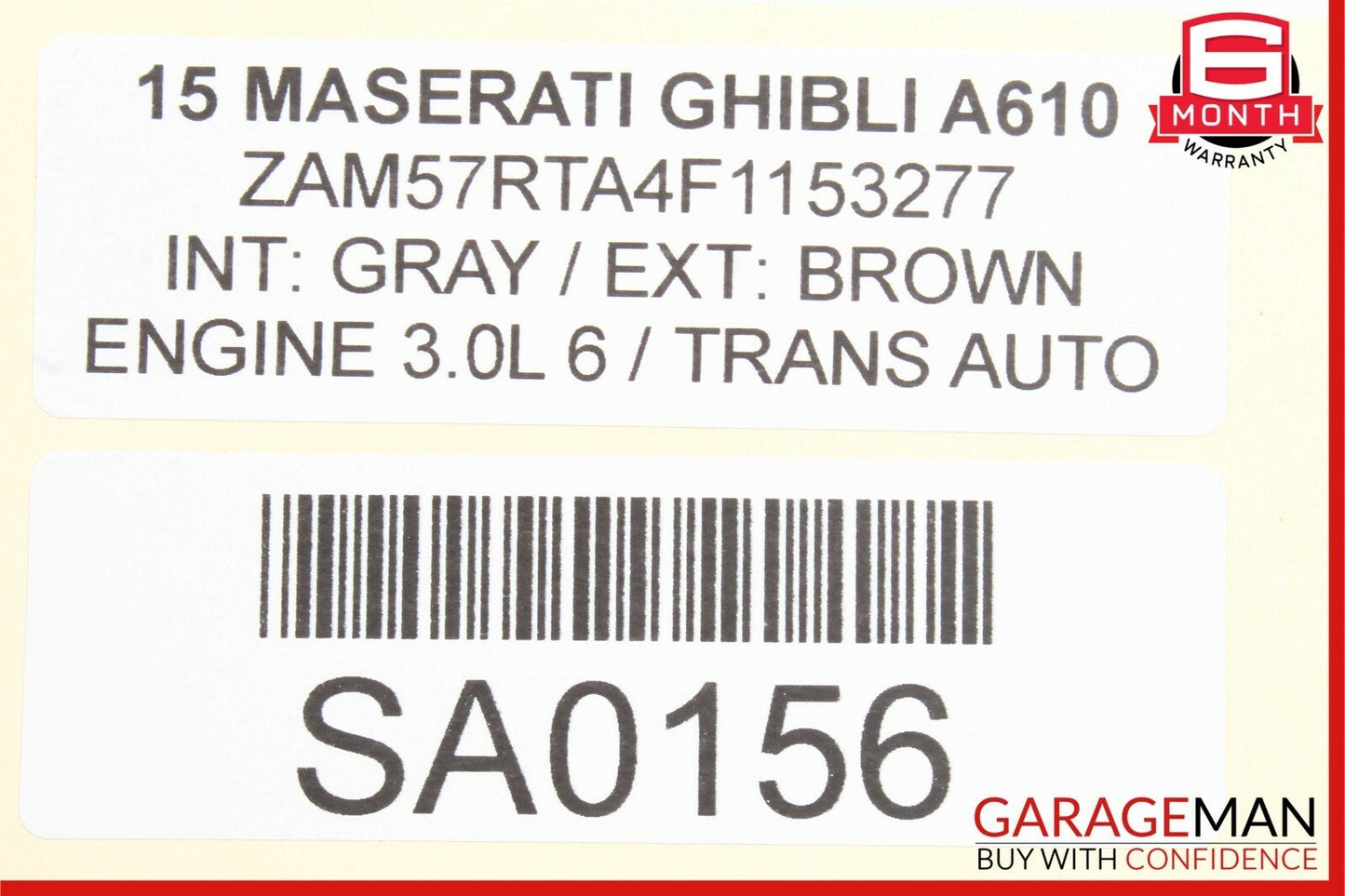 14-17 Maserati Ghibli Rear Right Top Upper Seat Cushion Leather Brown