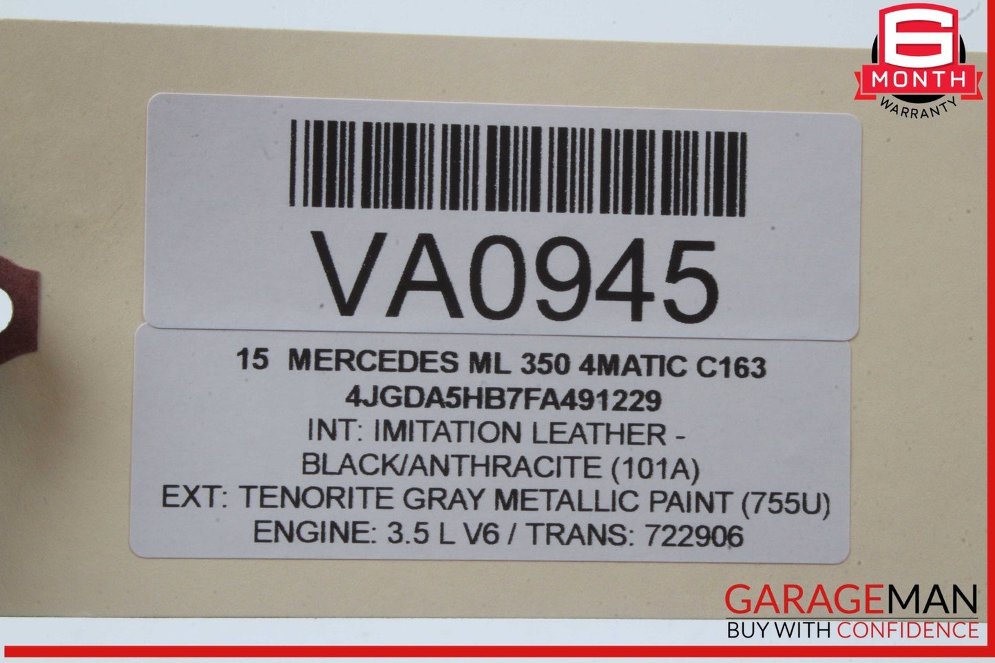 12-19 Mercedes W166 ML350 4MATIC Rear Right Side Window Regulator Motor OEM