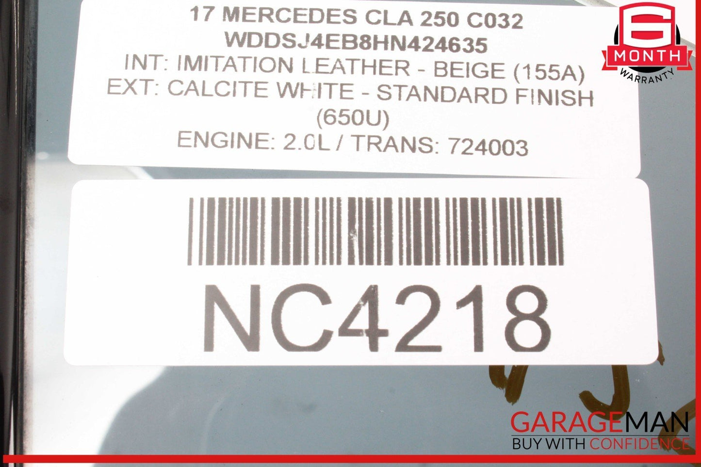 14-19 Mercedes W117 CLA250 Rear Left Driver Side Quarter Window Glass OEM