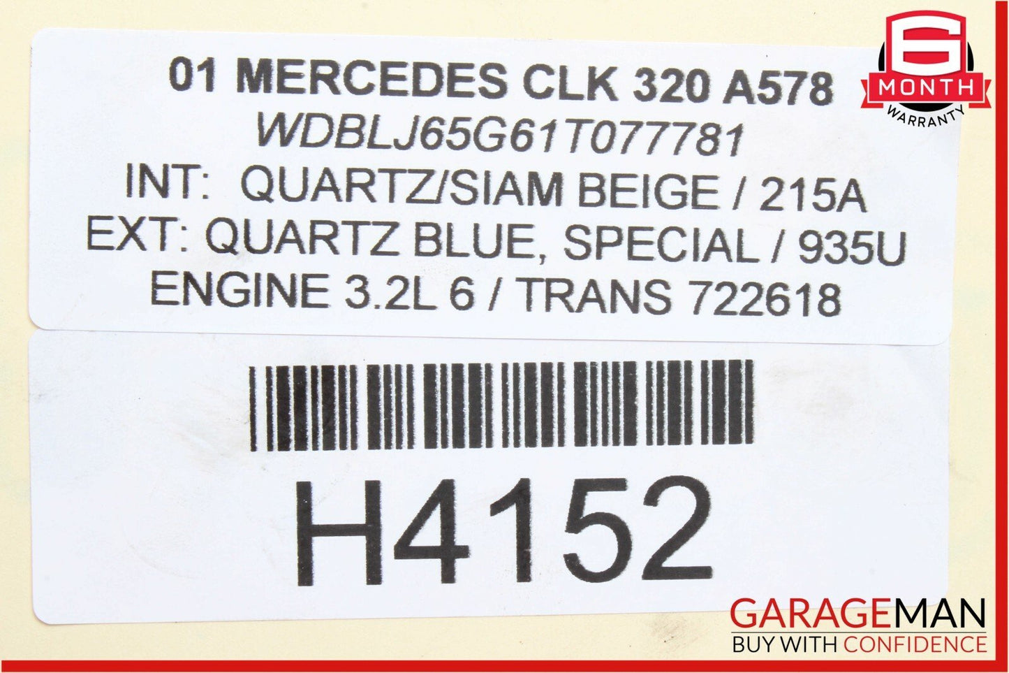98-03 Mercedes W208 CLK320 Front Right Side Door Window Regulator w/o Motor
