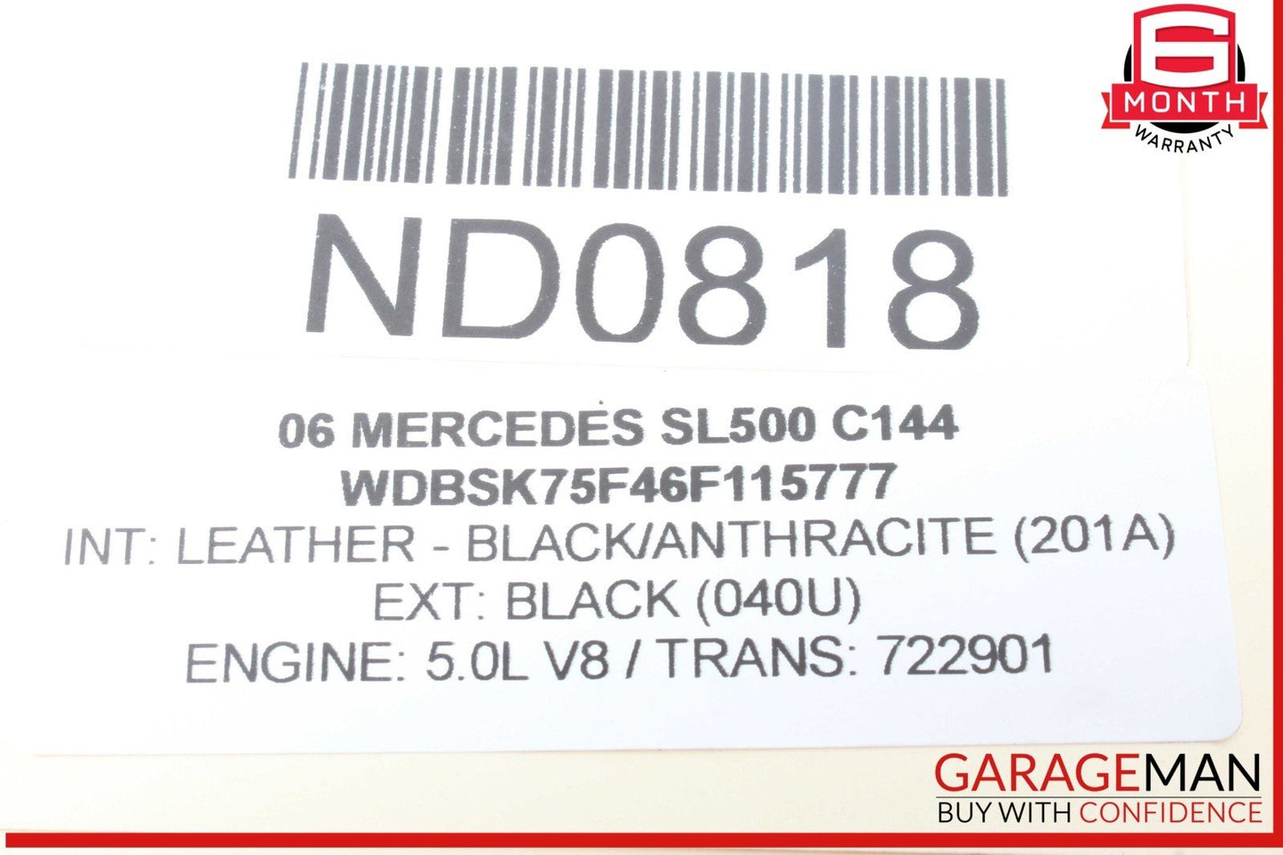 03-08 Mercedes R230 SL500 SL320 SL55 AMG Aux Auxiliary Water Pump 2308300114 OEM