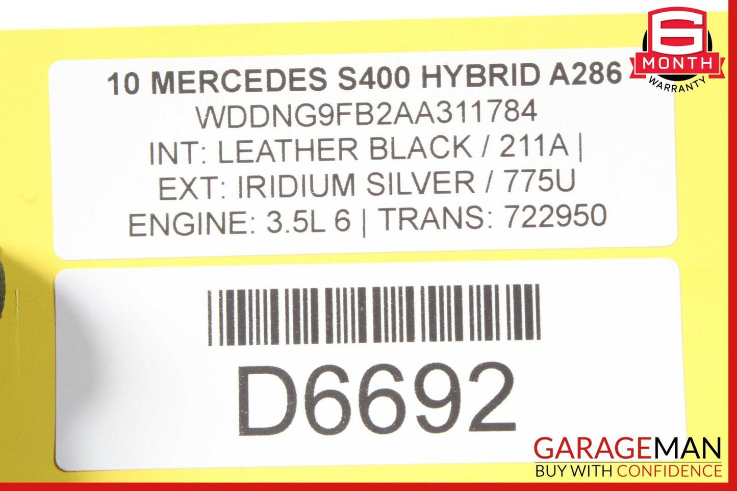 10-13 Mercedes W221 S400 Hybrid 3.5 V6 180 AMP Alternator 0141542802 OEM