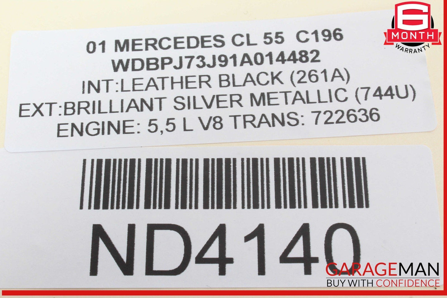 01-03 Mercedes W215 CL55 AMG CL500 S55 Trunk Lid Lock Latch Handle OEM