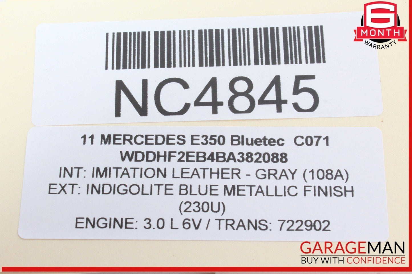 10-18 Mercedes W212 E350 Bluetec Overhead Dome Light Lamp Black 2129064601 OEM