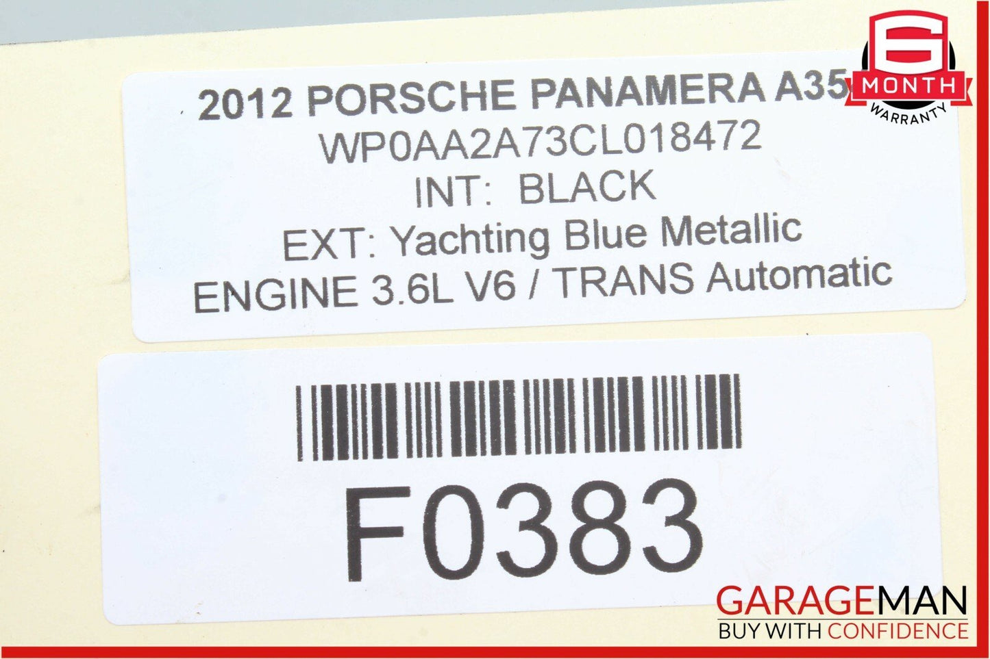 10-15 Porsche Panamera 970 Rear Left Side Top Upper Roof Dome Light Lamp Grey