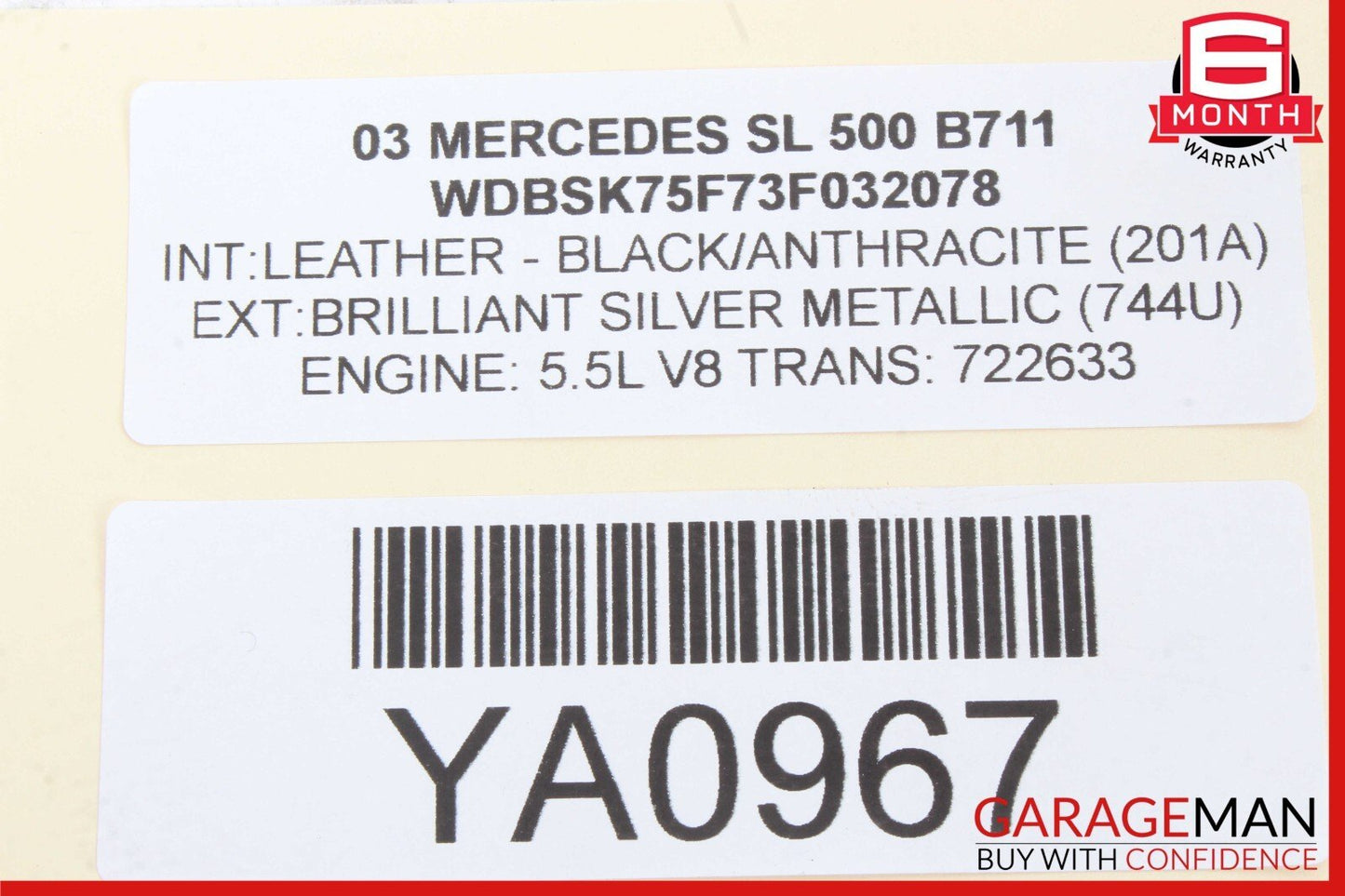03-06 Mercedes R230 SL500 Steering Column Combination Switch Assembly OEM