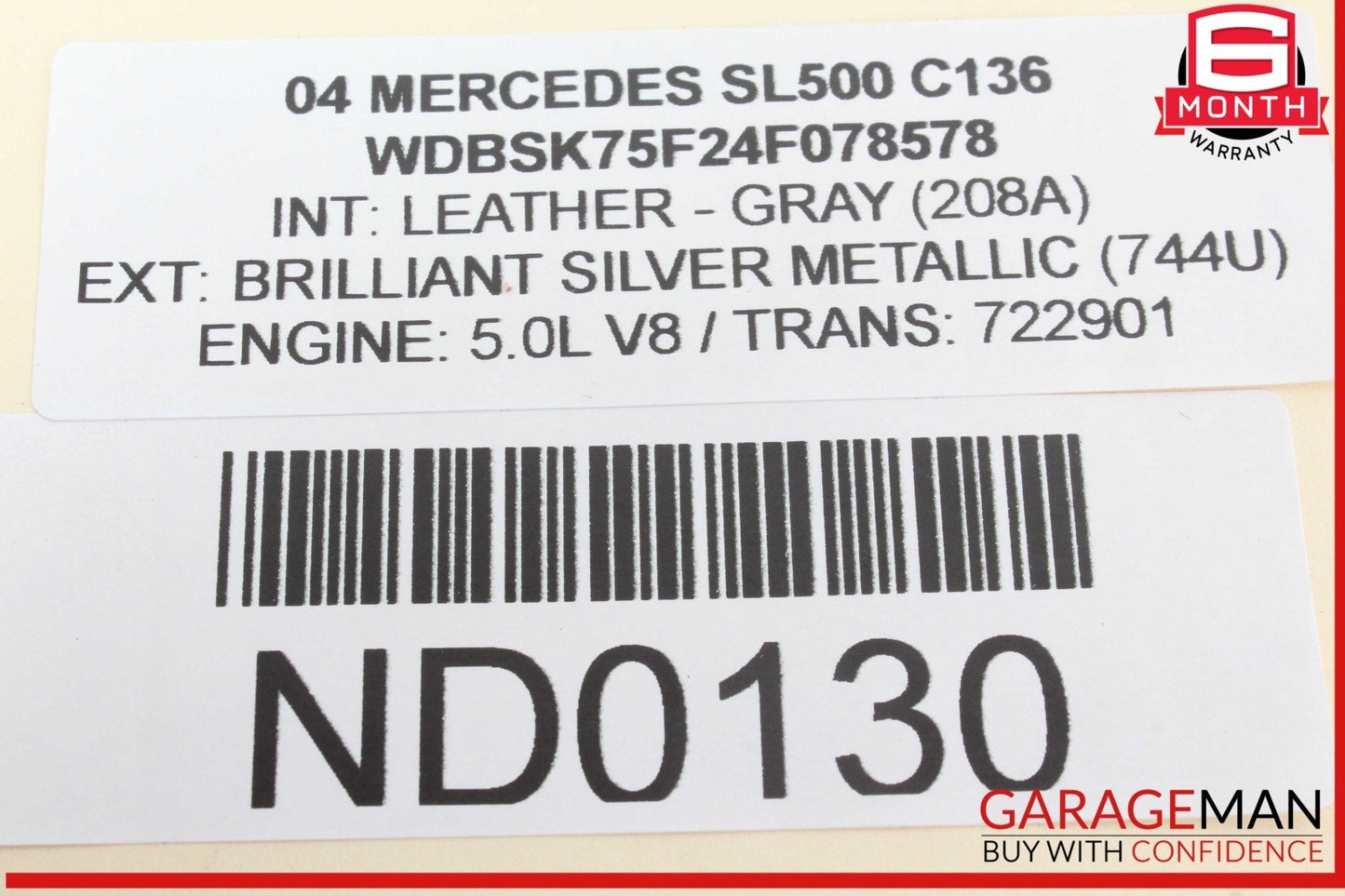03-12 Mercedes R230 SL500 Convertible Left Main Top Drive Lift Cylinder OEM