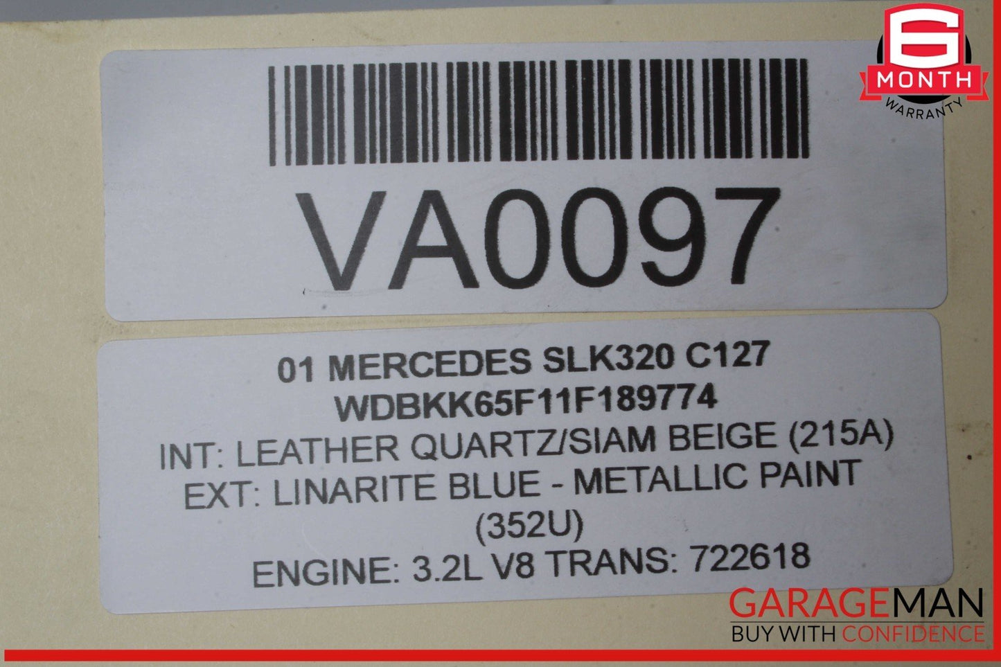 97-04 Mercedes R170 SLK320 Rear Right Side Quarter Window Regulator Motor OEM