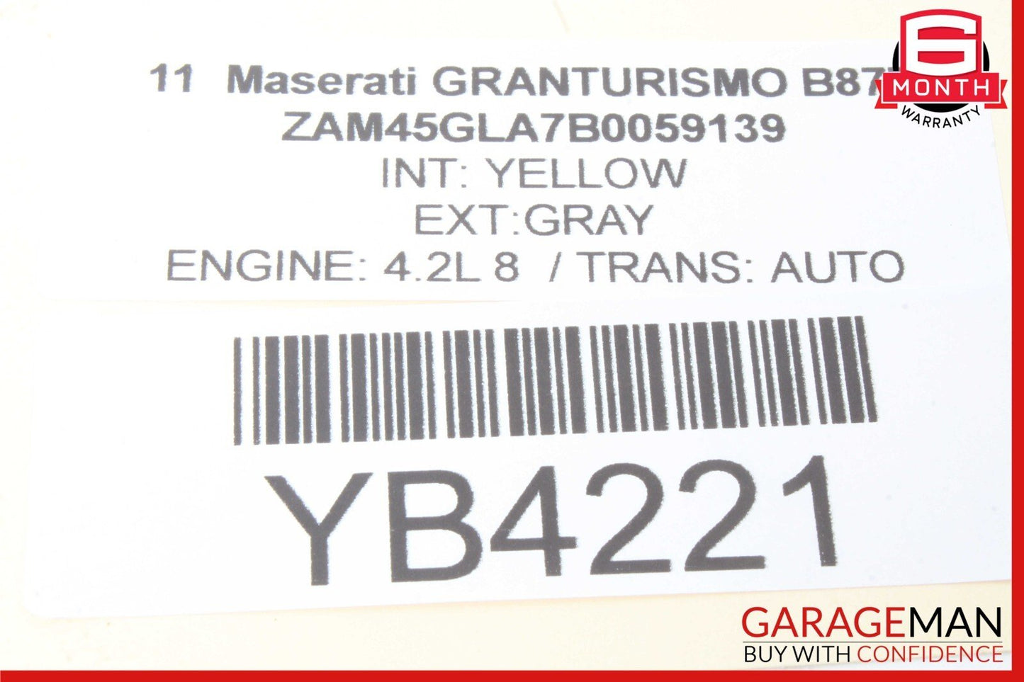08-19 Maserati GranTurismo GranCabrio M145 Interior Rear View Mirror Black OEM