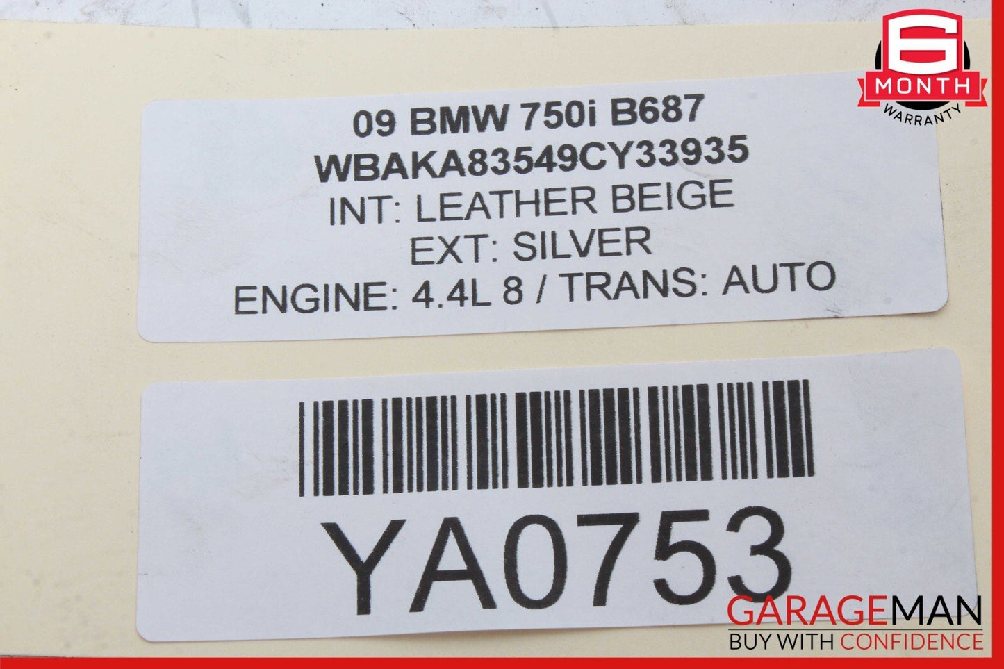 09-15 BMW 750i Power Master Brake Booster Cylinder 296785394025 OEM